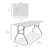 Portable Folding Plastic Dining Table w/ Handle, Lock - 6ft, White