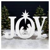 3-Piece Christmas JOY Nativity Yard Decoration w/ Ground Stakes - 46in