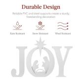 3-Piece Christmas JOY Nativity Yard Decoration w/ Ground Stakes - 46in