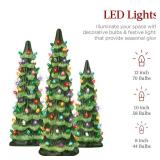 Set of 3 Pre-Lit Ceramic Tabletop Christmas Trees