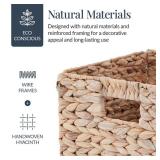 Set of 5 Collapsible Hyacinth Storage Baskets w/ Inserts - 12x12in, White