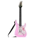 Kids Electric Guitar Toy Play Set w/ 6 Songs, Microphone, Amp, Pink
