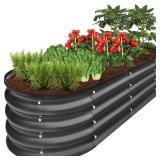 Outdoor Raised Metal Oval Garden Bed, Planter Box - 4x2x1ft, Charcoal