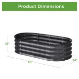 Outdoor Raised Metal Oval Garden Bed, Planter Box - 4x2x1ft, Charcoal