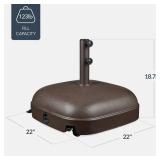 123lb Capacity Fillable Mobile Umbrella Base w/ 4 wheels - Dome Square, Brown