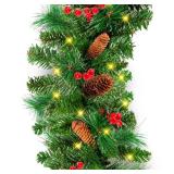 9Ft Pre-Lit Christmas Garland W/ 2-In-1 Led Lights