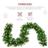 9Ft Pre-Lit Christmas Garland W/ 2-In-1 Led Lights