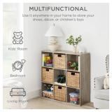 9-Cube Bookshelf Storage Display w/ 3 Removable Panels, Customizable Design