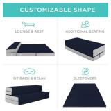 Folding Portable Midnight Blue Mattress Topper w/ Plush Foam - 4in, Twin XL Retail $129.00