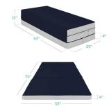 Folding Portable Midnight Blue Mattress Topper w/ Plush Foam - 4in, Twin XL Retail $129.00