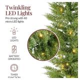 Pre-Lit Cedar Cypress Christmas Realistic Garland w/ Twinkling LEDs