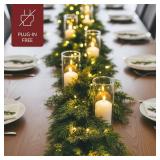 Pre-Lit Cedar Cypress Christmas Realistic Garland w/ Twinkling LEDs