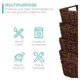 Set of 4 Seagrass Storage Tote Baskets, Laundry Organizer w/ Insert Handles