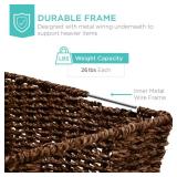 Set of 4 Seagrass Storage Tote Baskets, Laundry Organizer w/ Insert Handles