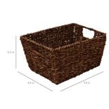 Set of 4 Seagrass Storage Tote Baskets, Laundry Organizer w/ Insert Handles