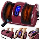 Reflexology Shiatsu Foot Massager w/ High-Intensity Rollers, Remote Control, Burgundy