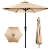 Outdoor Steel Market Patio Umbrella Decoration w/ Tilt, Crank Lift - 10ft, Sand