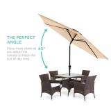 Outdoor Steel Market Patio Umbrella Decoration w/ Tilt, Crank Lift - 10ft, Sand