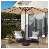 Outdoor Steel Market Patio Umbrella Decoration w/ Tilt, Crank Lift - 10ft, Sand