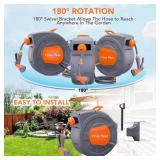 Garvee Garden Hose Reel, 1/2 in x 72 ft Wall Mounted Retractable Water Hose Reel with 9 Function Sprayer Nozzle, Any Length Lock, 180° Swivel Bracket, Automatic Rewind and Slow Return System