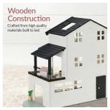 Pretend Play Wooden Doll House w/ 40 Accessories, Modern Toy Playset