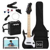 Kids Electric Guitar Beginner Starter Kit w/ 5W Amplifier - 30 in, Black