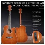 Beginner Acoustic Electric Cutaway Guitar Set w/ Gig Bag, Strap - 41in