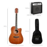 Beginner Acoustic Electric Cutaway Guitar Set w/ Gig Bag, Strap - 41in