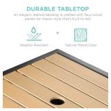 Outdoor Wicker Patio Side Table Accent Furniture w/ Umbrella Hole