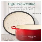 Oval Cast-Iron Dutch Oven Kitchen Cookware w/ Enamel - 7.5qt, Red
