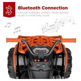 12V Kids Ride-On Electric ATV, 4-Wheeler Quad Car Toy w/Bluetooth Audio, 3.7mph Max Speed, Treaded Tires, LED Headlights, Radio - Orange