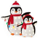 2pc Lighted Pop-Up Penguin Family Christmas Decoration w/ 150 Lights - 3ft