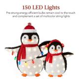 2pc Lighted Pop-Up Penguin Family Christmas Decoration w/ 150 Lights - 3ft