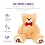 38in Giant Soft Plush Teddy Bear Stuffed Animal Toy w/ Red Bow Tie, Footprints – Brown