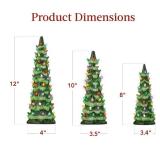 Set of 3 Pre-Lit Ceramic Tabletop Christmas Trees