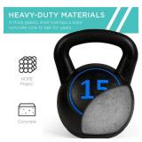 3-Piece Kettlebell Exercise Fitness Weight Set w/ Storage Rack, Black