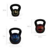 3-Piece Kettlebell Exercise Fitness Weight Set w/ Storage Rack, Black