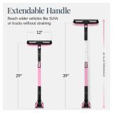 4 in 1 Snow Brush with Shovel, Ice Scraper & Squeegee w/Storage Bag, Pink