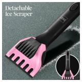 4 in 1 Snow Brush with Shovel, Ice Scraper & Squeegee w/Storage Bag, Pink