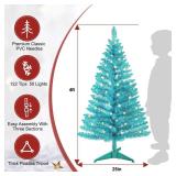 4ft Lighted Artificial Christmas Tree Small Mini Xmas Tree & 50 Warm White Light