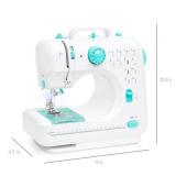 6V Portable Foot Pedal Sewing Machine w/ 12 Stitch Patterns, Teal