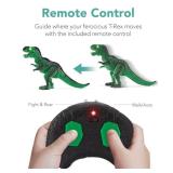 Kids Remote Control Dinosaur Toy, Electronic RC T-Rex w/ Light-Up LED Eyes, Roaring Sounds - Green