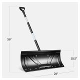 24' Snow Pusher, Heavy Duty Hand Plow - Black