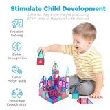 110-Piece Kids Magnetic Tiles Set, Educational Building STEM Toy w/ Case - Pink