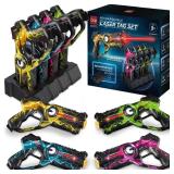 Set of 4 Rechargeable Laser Tag Blasters w/ Docking Station, No Vests Needed, Yellow/ Green/ Teal/ Pink