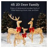 3-Piece Lighted Christmas Deer Set Outdoor Decor with 175 LED Lights