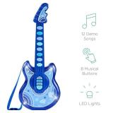 Kids Pretend Play Guitar Musical Instrument Toy w/ Microphone, Stand - 19in, Royal Blue