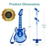 Kids Pretend Play Guitar Musical Instrument Toy w/ Microphone, Stand - 19in, Royal Blue