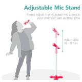 Kids Pretend Play Guitar Musical Instrument Toy w/ Microphone, Stand - 19in, Pink