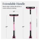 39' Extendable Snow Brush with Squeegee and Ice Scraper, Pink